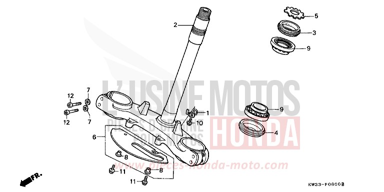 TIGE DE DIRECTION de Dominator 250 CHECKER BLACK METALLIC (NH217K) 1988